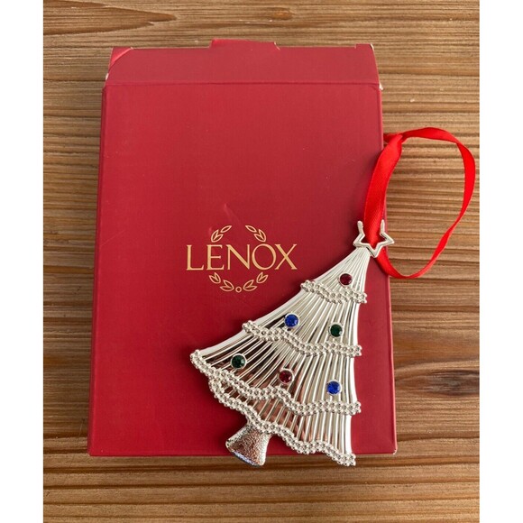 Lenox Other - Lenox Silver Gems Multi Tree Christmas Ornament With Box Christmas Tree Keepsake